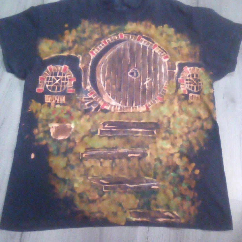 Hand Painted Bleach And Dye Hobbit T-shirt